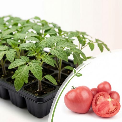 Poza cu Răsaduri profesionale de roșii Inimă de Bou Roz