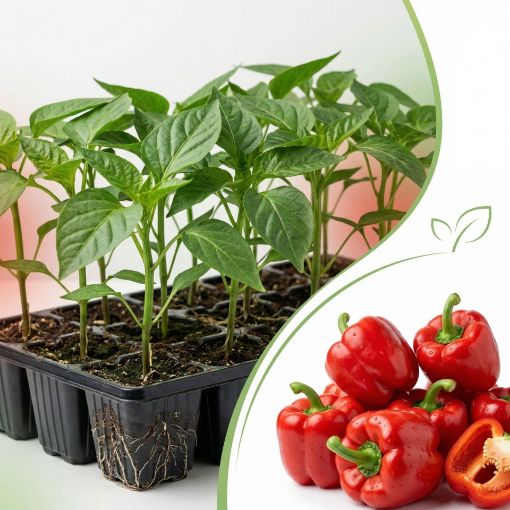 Poza cu Răsaduri profesionale de ardei gras roșu Aktor F1